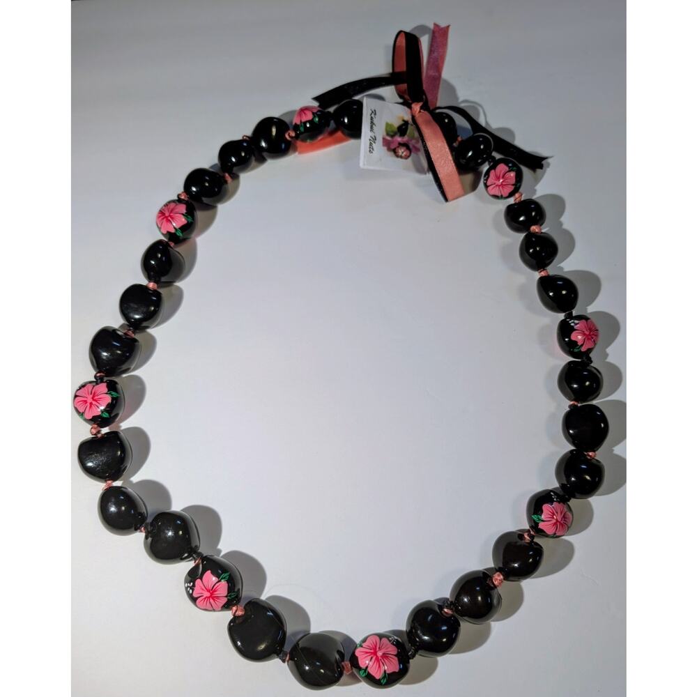 Kukui Nut Hawaiian Hula Necklace 17" Lei Graduation Luau Hibiscus Beach Vacation